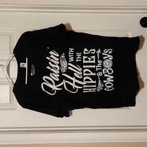 Raisin' Hell With the Hippies and the Cowboys, Black Short Sleeve T-Shirt, 3X